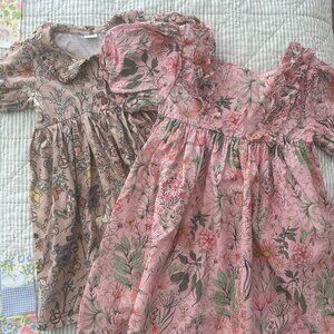 next Pink Floral Puff Sleeve Cotton Dress